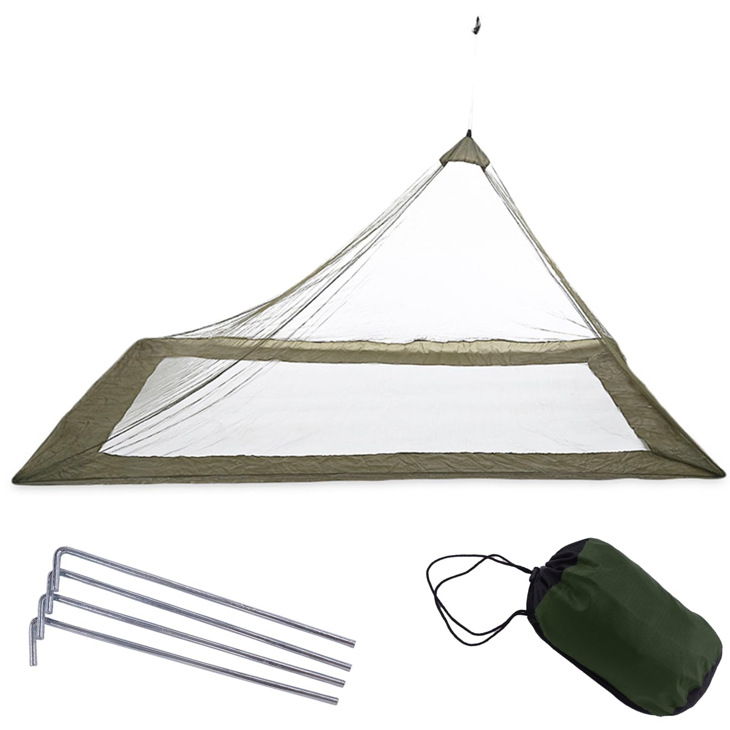 Mosquito Net Tent7.2x3.9x3.28 FT Outdoor Mosquito Net for Camping and Hiking with Tent pegsBug NetBed NetMosquito TentBed TentBug Netting for Bed Without Sleeping Mat(Green)