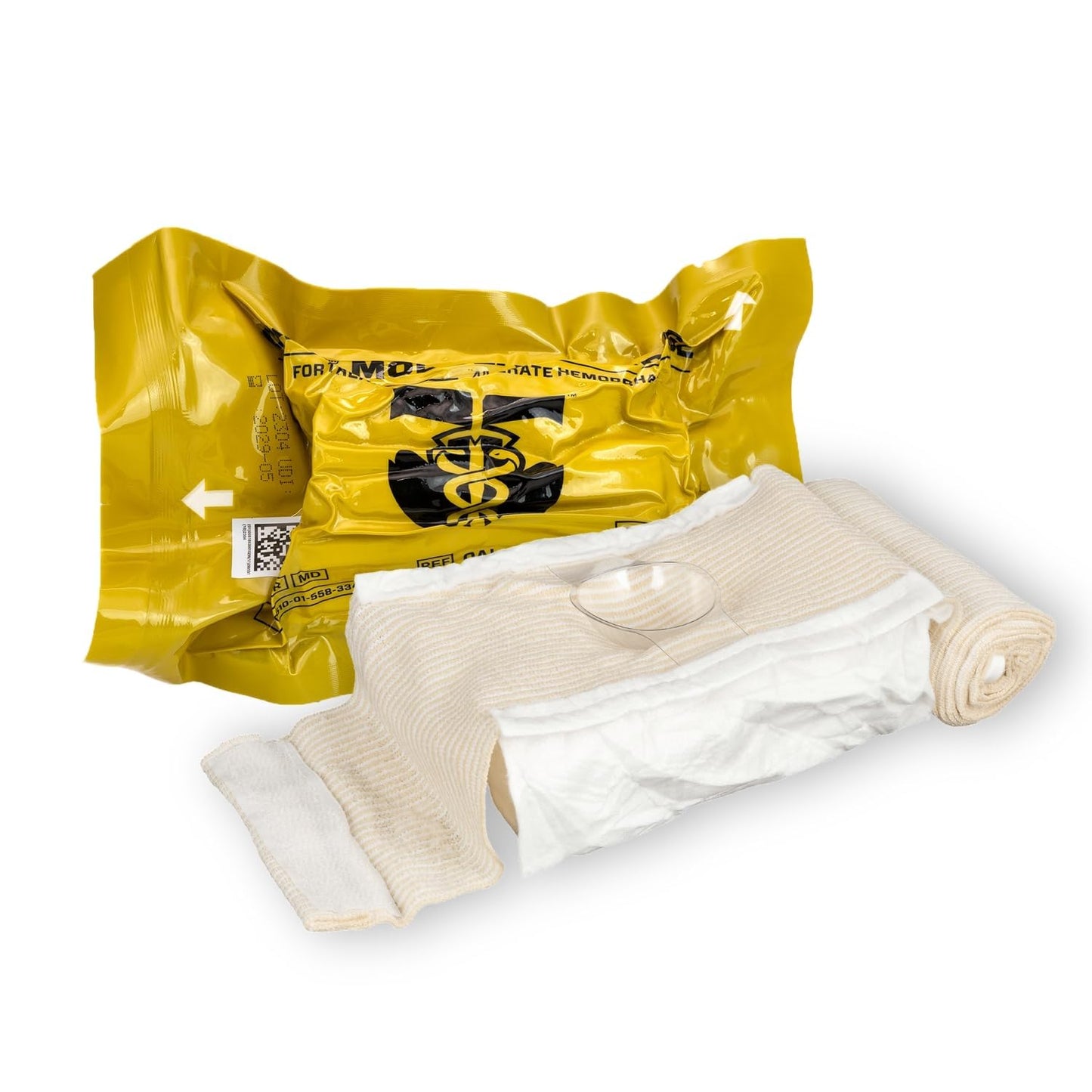TacMed Solutions OLAES 4” Flat Modular Trauma Bandage with Pressure Cup 4" W x 7" L x 2.5" D Compression Trauma Wound Dressing - Latex-Free Emergency Bandage